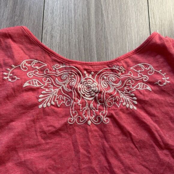 Johnny Was Tunic Top Womens 1X Embroidered Boho Floral Pink Passion Fruit Voile - Picture 10 of 10